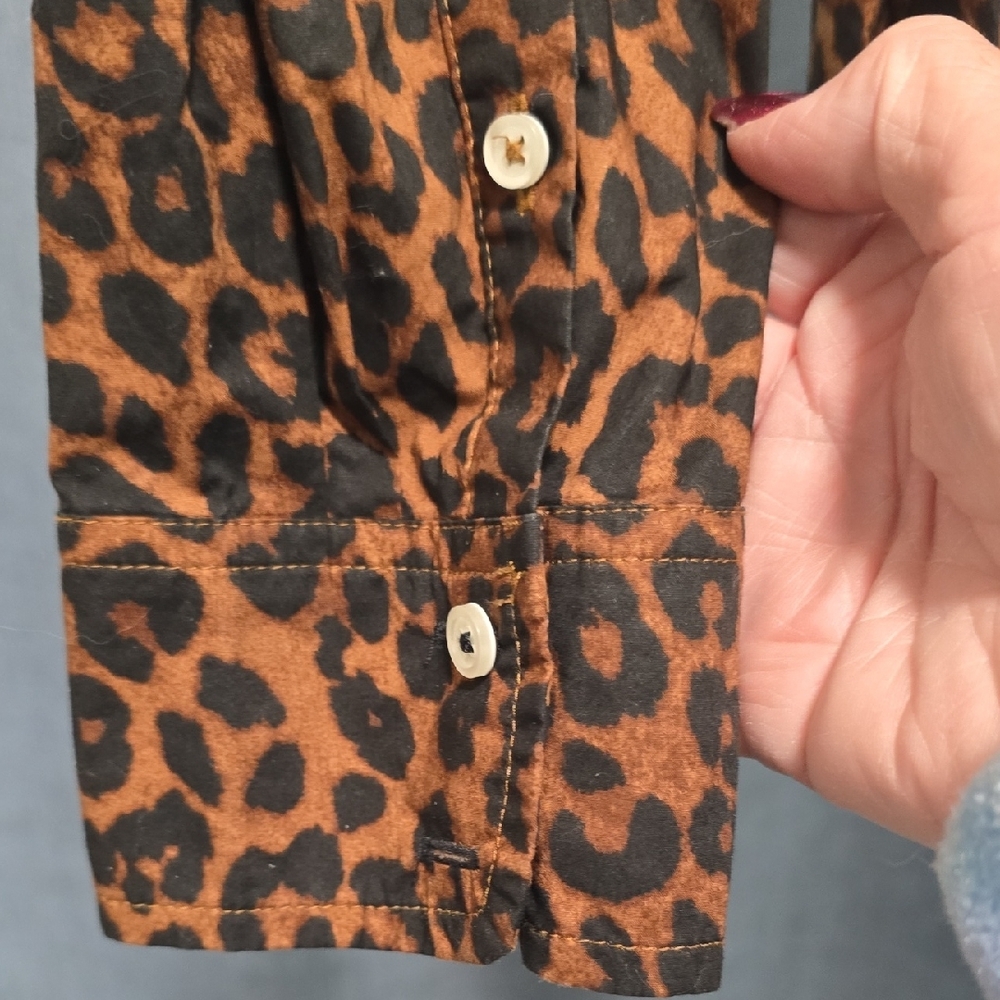 Talbots Brown and Black Animal Print Shirt - Picture 12 of 14